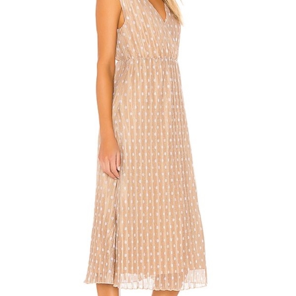 House of Harlow 1960 Karina Midi Dress in gold and white dot. BRAND NEW W/ TAGS!